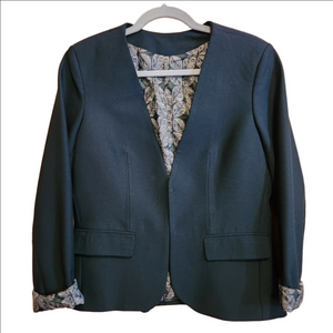 CUSTOM MADE TAYLORED FOREST GREEN LINED BLAZER - LIKE NEW - SMALL